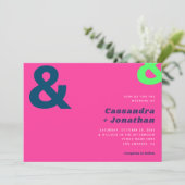 Heet Roze Heldere Retro | Groovy Ampersand Wedding Kaart (Staand voorkant)