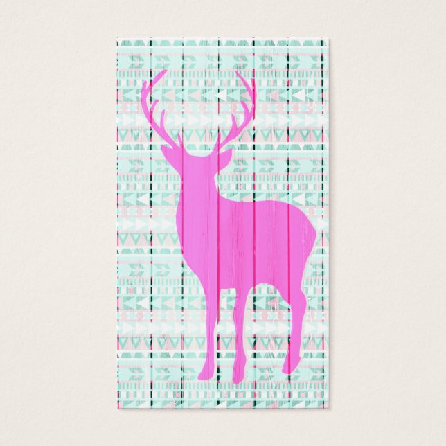 Heet roze hert Aztec hout Visitekaartjes (Voorkant)