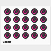 Heet Roze Hoefijzer Ronde Sticker (Vel)