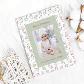 Heet Roze Holly Berry en Eucalyptus Kerst Kaart