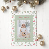 Heet Roze Holly Berry en Eucalyptus Kerst Kaart