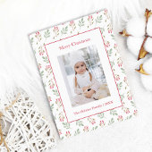 Heet Roze Holly Berry en Eucalyptus Kerst Kaart