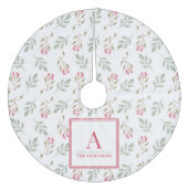 Heet Roze Holly Berry Kerstboom Rok Fleece Kerstboom Rok (Voorkant)