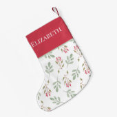 Heet Roze Holly Berry Kerstmis Kous Kleine Kerstsok (Achterkant (Hangend))