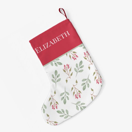 Heet Roze Holly Berry Kerstmis Kous Kleine Kerstsok (Achterkant (Hangend))