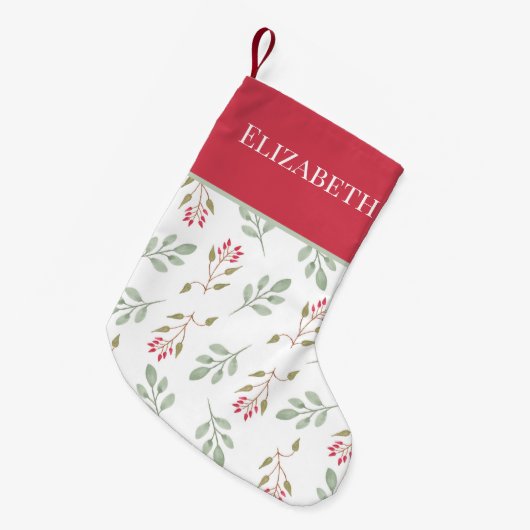 Heet Roze Holly Berry Kerstmis Kous Kleine Kerstsok (Voorkant (Hangend))