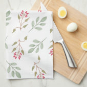 Heet Roze Holly Berry Kerstmis Theedoek (Quarter Fold)