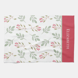 Heet Roze Holly Berry Kerstmis Theedoek