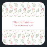 Heet Roze Holly Berry Merry Christmas Gift Sticker<br><div class="desc">Maak uw vakantiegiften extra speciaal met onze Hot Pink Holly Berry Merry Christmas Gift Stickers. Deze charmante Stickers hebben het tijdloze patroon van beige en rode vakantiebladeren,  met een oprechte "Merry Christmas"-begroeting en een aanpasbare naam,  die een persoonlijke touch aan elk cadeau toevoegt.</div>