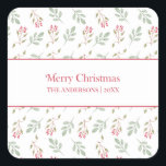 Heet Roze Holly Berry Merry Christmas Gift Sticker<br><div class="desc">Maak uw vakantiegiften extra speciaal met onze Hot Pink Holly Berry Merry Christmas Gift Stickers. Deze charmante Stickers hebben het tijdloze patroon van beige en rode vakantiebladeren,  met een oprechte "Merry Christmas"-begroeting en een aanpasbare naam,  die een persoonlijke touch aan elk cadeau toevoegt.</div>