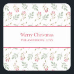 Heet Roze Holly Berry Merry Christmas Gift Sticker<br><div class="desc">Maak uw vakantiegiften extra speciaal met onze Hot Pink Holly Berry Merry Christmas Gift Stickers. Deze charmante Stickers hebben het tijdloze patroon van beige en rode vakantiebladeren,  met een oprechte "Merry Christmas"-begroeting en een aanpasbare naam,  die een persoonlijke touch aan elk cadeau toevoegt.</div>