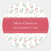 Heet Roze Holly Berry Merry Christmas Gift Sticker