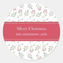 Heet Roze Holly Berry Merry Christmas Gift Sticker
