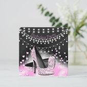 Heet roze hoogverhitte orthday-chalkbordverlichtin kaart (Staand voorkant)