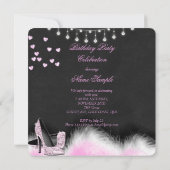 Heet roze hoogverhitte orthday-chalkbordverlichtin kaart (Achterkant)