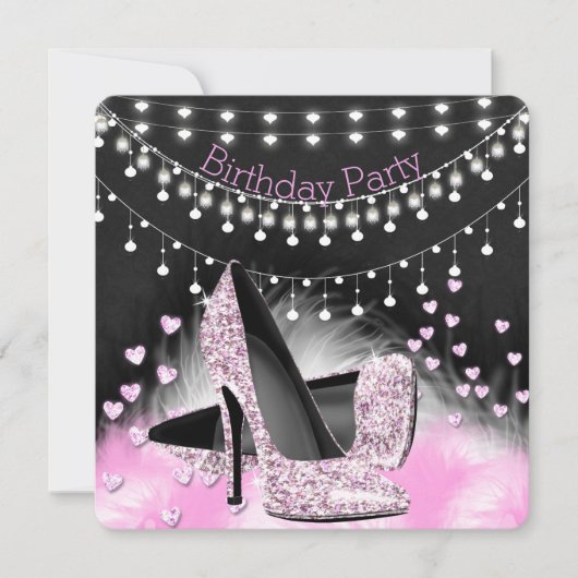 Heet roze hoogverhitte orthday-chalkbordverlichtin kaart (Voorkant)