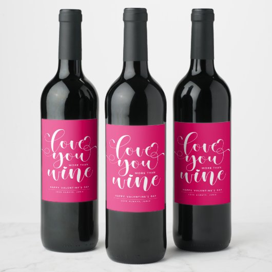 Heet Roze Hou van Jou Meer Dan Wijn Valentijnsdag Etiket (Flessen)