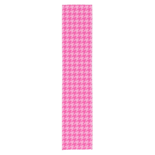 Heet roze houndstooth ruitontwerp korte tafelloper (Voorkant)