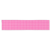 Heet roze houndstooth ruitontwerp korte tafelloper (Horizontaal)