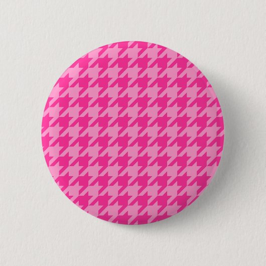 Heet roze houndstooth ruitontwerp ronde button 5,7 cm (Voorkant)