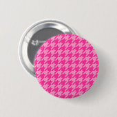 Heet roze houndstooth ruitontwerp ronde button 5,7 cm (Voorkant /achterkant)