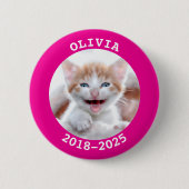 Heet Roze Huisdier Foto Herdenking Ronde Button 5,7 Cm (Voorkant)