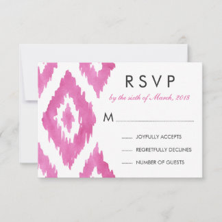 Heet Roze Ikat RSVP Kaartje