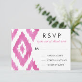 Heet Roze Ikat RSVP Kaartje (Staand voorkant)