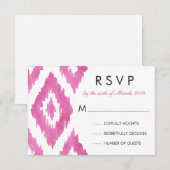 Heet Roze Ikat RSVP Kaartje (Voorkant / Achterkant)