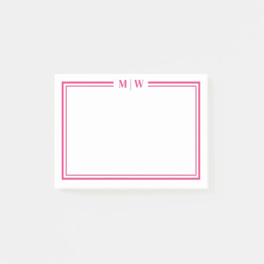 Heet Roze Initiaal Monogram Post-it® Notes (Voorkant)