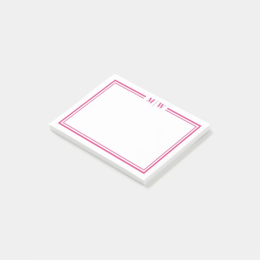 Heet Roze Initiaal Monogram Post-it® Notes (Schuin)