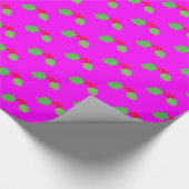 Heet Roze Jewel Bright Holly Xmas Cadeaupapier (Hoek)