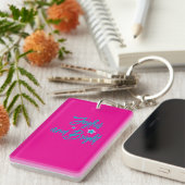 Heet Roze Kerst Acryl Sleutelhanger (Voorkant Rechts)