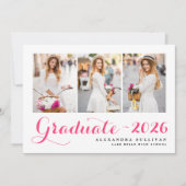 Heet Roze Klas van 2026 Foto Collage Afstuderen Aankondiging (Voorkant)