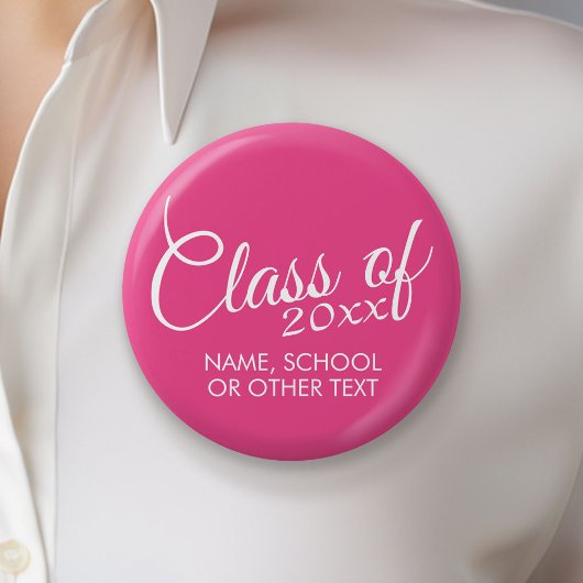 Heet Roze - Klas van met aangepast jaar & middelba Ronde Button 5,7 Cm
