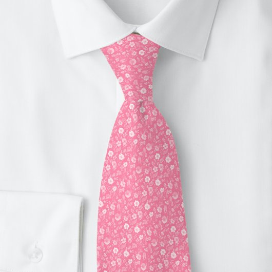Heet Roze Kleine Bloemen Stropdas