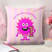 Heet Roze Kleine Monster Meisje 1e Verjaardag Stri Kussen