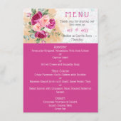 Heet Roze Kleur Spetterende Trouwmenu Menu (Voorkant)