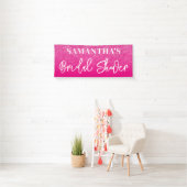 Heet Roze Kleurblok Glitter Bruiloftsfeest Spandoek (Insitu)
