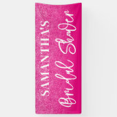 Heet Roze Kleurblok Glitter Bruiloftsfeest Spandoek (Verticaal)