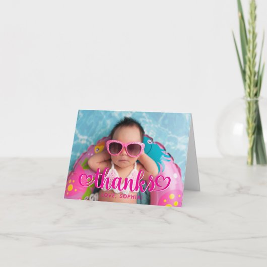 Heet Roze Knuffel Hartjes Bedankt Foto (Voorkant)