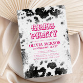 Heet Roze Koe Print Chique Rustieke Graduation Par Kaart