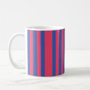 Heet Roze & Koningsblauw Krachtige Verticale Strep Koffiemok