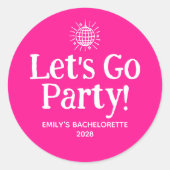 Heet Roze Krabbel Disco Bal Bruidsfeest Ronde Sticker (Voorkant)