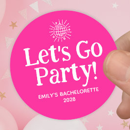 Heet Roze Krabbel Disco Bal Bruidsfeest Ronde Sticker