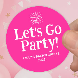 Heet Roze Krabbel Disco Bal Bruidsfeest Ronde Sticker