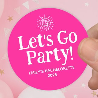 Heet Roze Krabbel Disco Bal Bruidsfeest Ronde Sticker