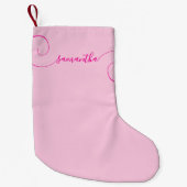Heet Roze Krullende Handtekening Kleine Kerstsok (Voorkant)