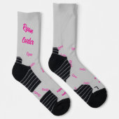 Heet roze kussen. Je naam op grijs Sokken (Rechts)