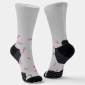 Heet roze kussen. Je naam op grijs Sokken (Gebogen)